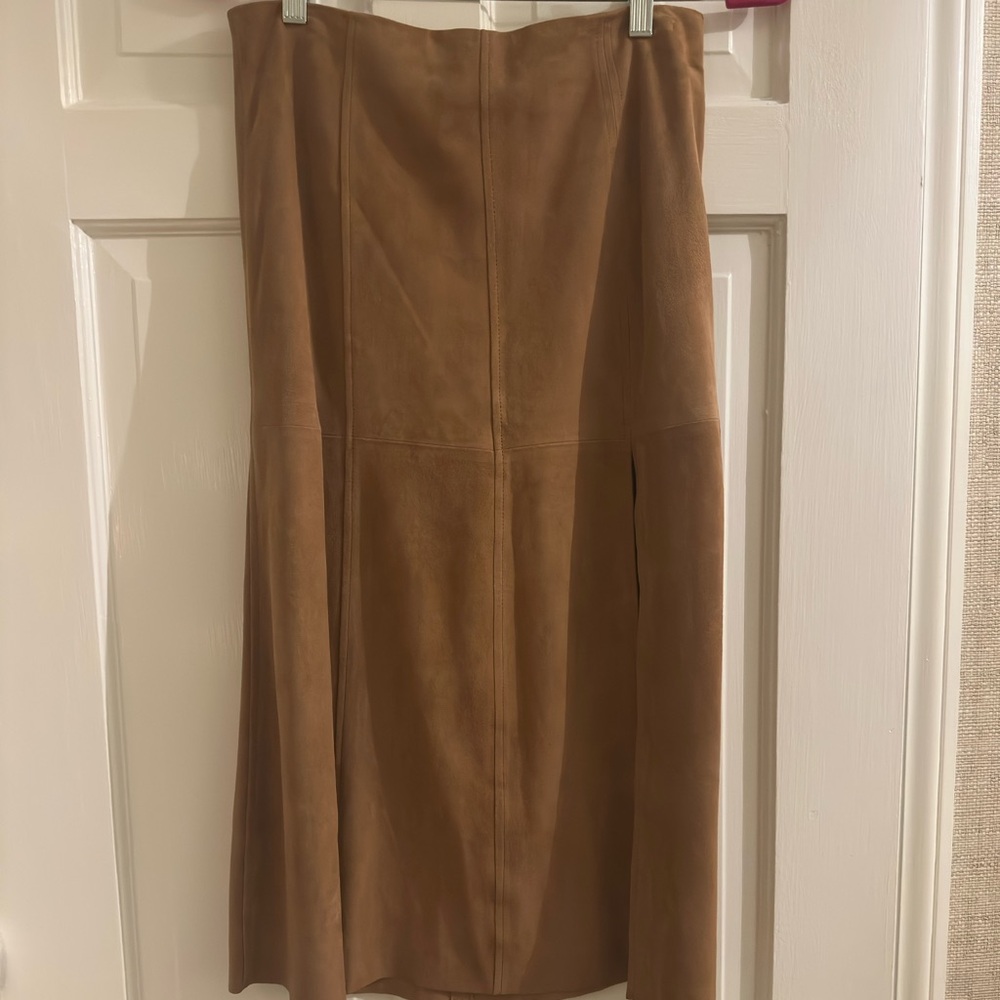 INTERMIX Tan Midi Skirt